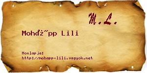 Mohápp Lili névjegykártya